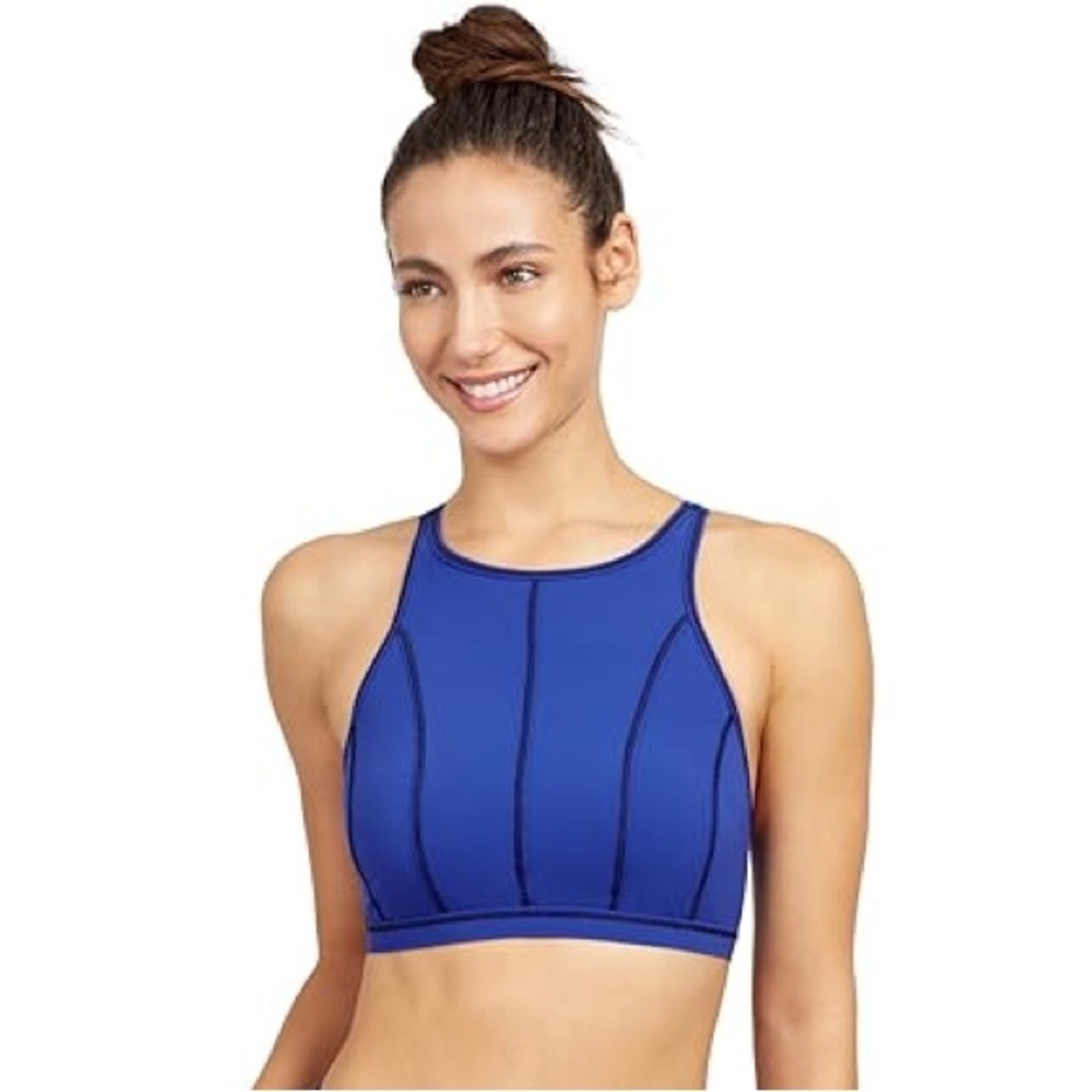Gottex Free Sport Fast‎ Track Solid High Neck Bra Swim Top Size US 12